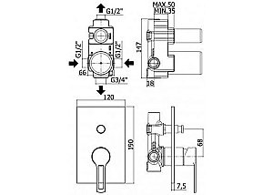 Смеситель для душа Paffoni Ringo RIN015NO/M (с внутренней частью) купить в интернет-магазине сантехники Sanbest