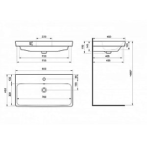 Раковина Акватон Santek Адриана 80 1WH501772 белая купить в интернет-магазине Sanbest