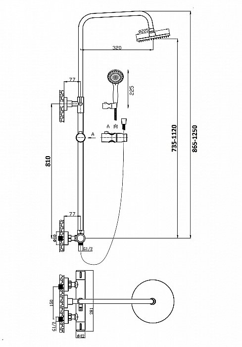 Душевая система Orange Thermo T02S3-912cr хром купить в интернет-магазине сантехники Sanbest