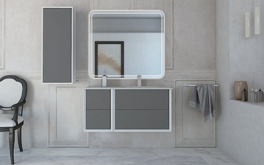 Тумба с раковиной Cezares BELLAGIO 100 Grigio Nuvola для ванной в интернет-магазине Sanbest