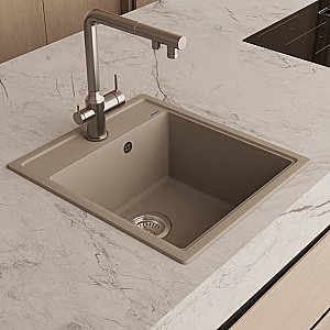 Кухонная мойка Abber Quarz 46х51 AQ2901S песочная матовая купить в интернет-магазине сантехники Sanbest