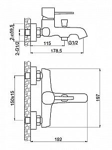 Смеситель для ванны Orange Karl M05-100b купить в интернет-магазине сантехники Sanbest