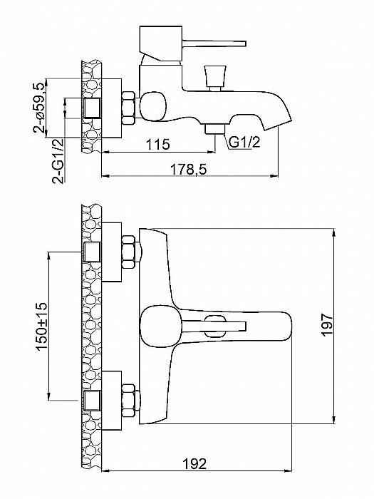 Смеситель для ванны Orange Karl M05-100b купить в интернет-магазине сантехники Sanbest