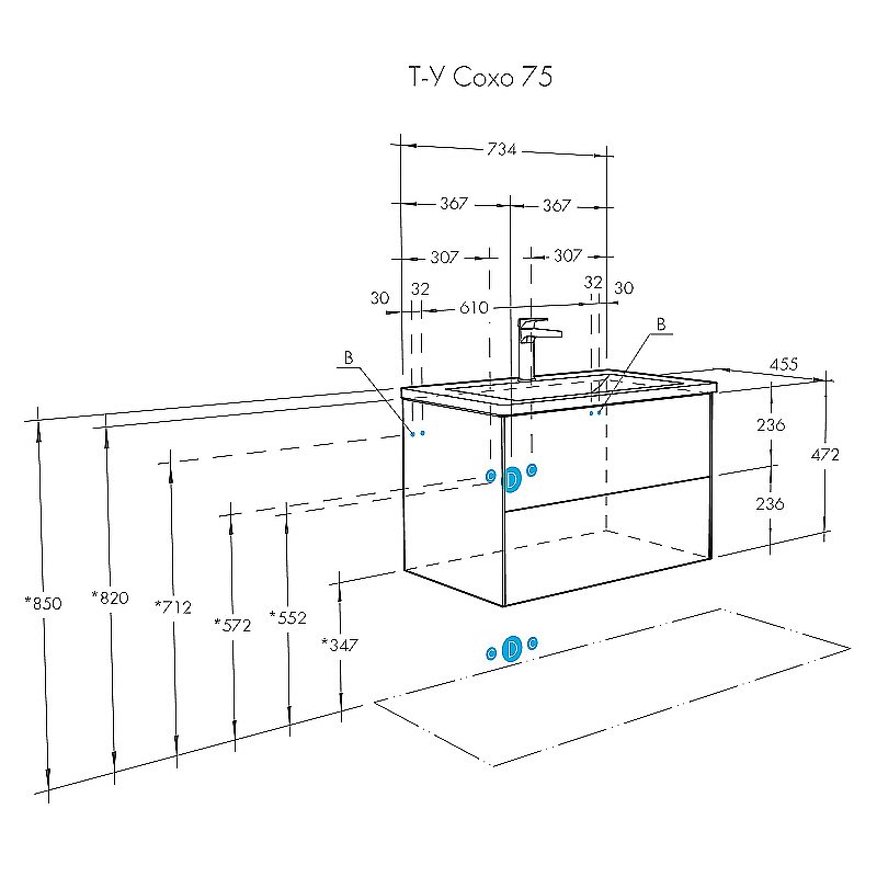Тумба с раковиной Акватон Сохо 75 белая глянцевая для ванной в интернет-магазине Sanbest