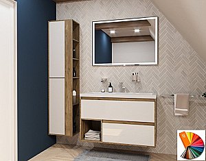 Тумба с раковиной Эстет Monaco Wood 100 подвесная 2 ящика/любой цвет тумбы и раковины под заказ для ванной в интернет-магазине Sanbest