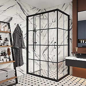 Душевой уголок Ceruttispa MUZA120 N 120х80 стекло прозрачное/профиль черный матовый купить в интернет-магазине Sanbest