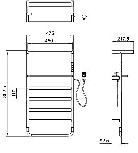 Полотенцесушитель электрический WONZON & WOGHAND DÜSSELDORF, Брашированный никель (WW-A208-BR) купить в интернет-магазине сантехники Sanbest