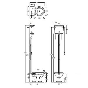 Унитаз SIMAS Lante LA02 с высоким бачком, белый/бронза купить в интернет-магазине Sanbest