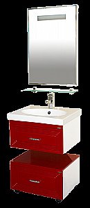 Тумба с раковиной подвесная Misty Европа 60 красная для ванной в интернет-магазине Sanbest