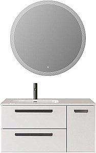 Тумба с раковиной Cezares ECO-CER-N 100 ECO-CER-N-1000-2C-1A-SO-BL белая глянцевая для ванной в интернет-магазине Sanbest