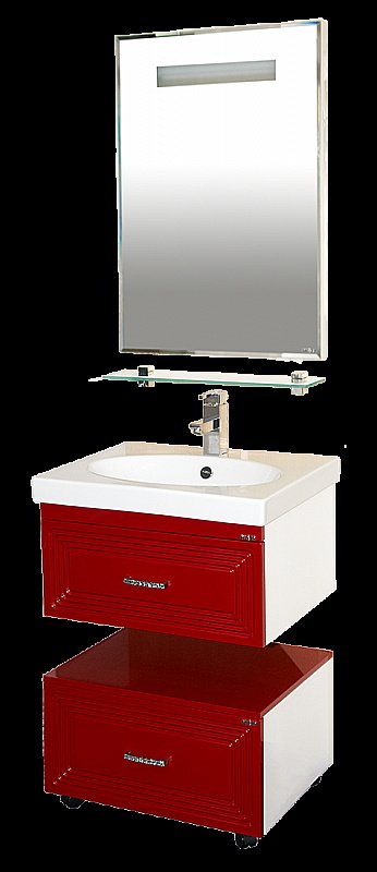 Тумба с раковиной подвесная Misty Европа 60 красная для ванной в интернет-магазине Sanbest