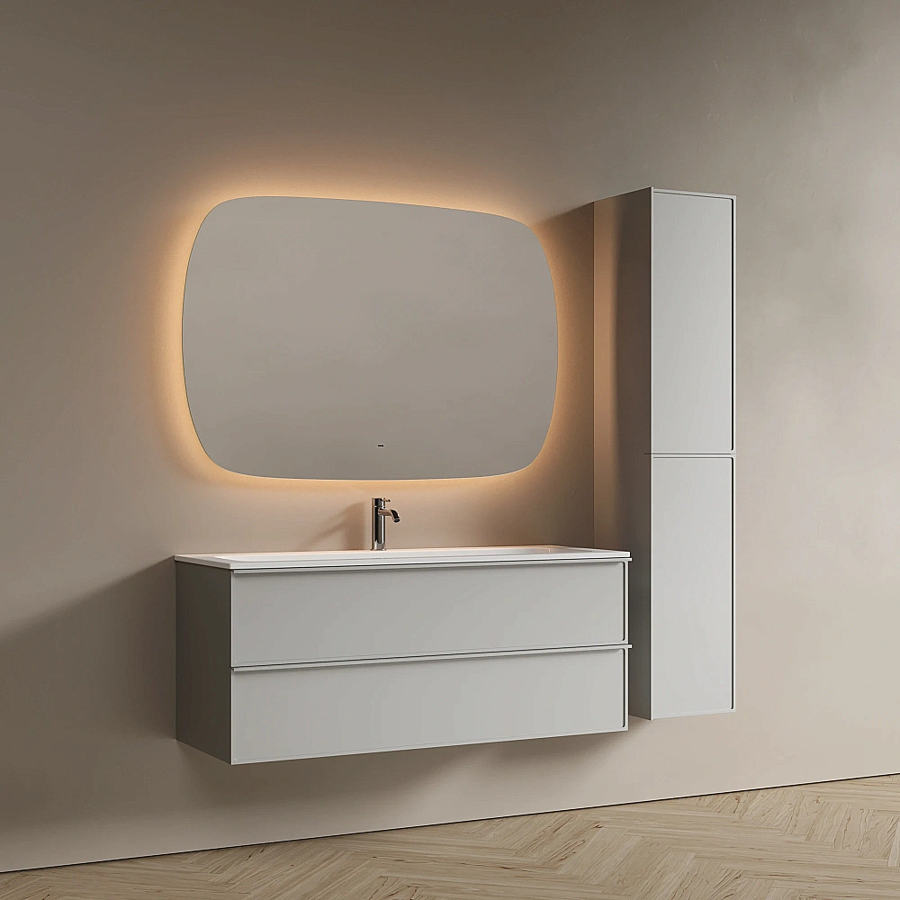 Тумба с раковиной Sancos Velta 120 VL120WG+CN7017 теплый серый матовая/раковина белая, с отверстием для ванной в интернет-магазине Sanbest