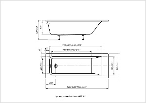 Ванна акриловая Aquatek Калибри 150х70 белая купить в интернет-магазине Sanbest