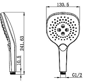 Душевая лейка WONZON & WOGHAND, Черный матовый (WW-981358-MB) купить в интернет-магазине сантехники Sanbest