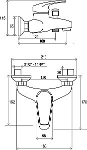 Смеситель для ванны Ravak Neo NO 022.00/150 купить в интернет-магазине сантехники Sanbest