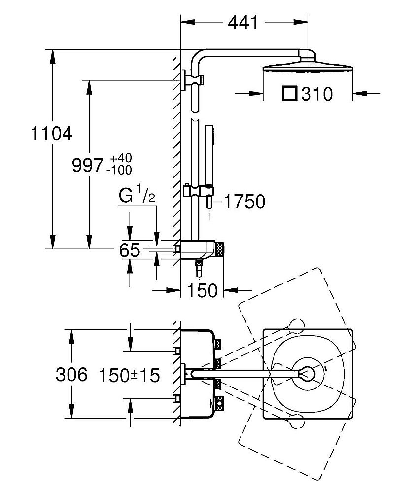 Душевая система Grohe Euphoria SmartControl System 26508000 купить в интернет-магазине сантехники Sanbest