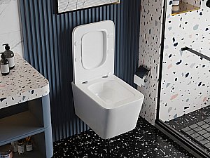 Унитаз подвесной Abber Rechteck AC1201T смыв торнадо, с крышкой микролифт, безободковый, белый купить в интернет-магазине Sanbest