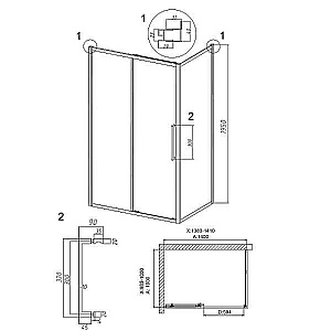 Душевой уголок Grossman Cosmo 140х100 120.K33.02.1410.21.00 стекло прозрачное/профиль черный матовый купить в интернет-магазине Sanbest