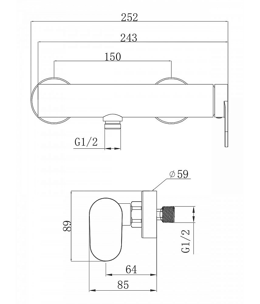 Смеситель для душа Agger Sweet A2720055 оружейная сталь матовая купить в интернет-магазине сантехники Sanbest