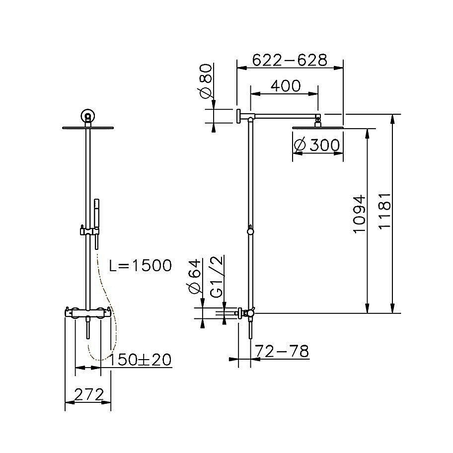 Душевая система Cisal LESS NEW LNC7801N40 черная матовая купить в интернет-магазине сантехники Sanbest