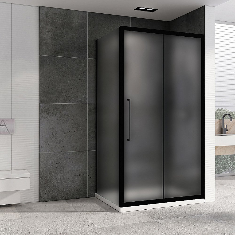 Душевой уголок ABBER Schwarzer Diamant AG30110BMH-S100BM 110х100 стекло матовое/профиль черный купить в интернет-магазине Sanbest