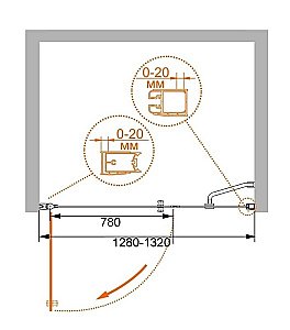 Душевая дверь Cezares ELENA-W-B-11-40+90-P-Cr купить в интернет-магазине Sanbest