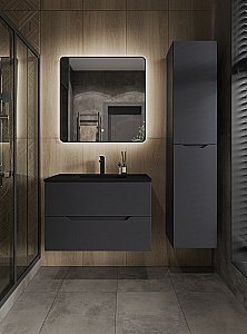 Тумба с раковиной Orange Line 80 Li-80Tug+BLRA графит для ванной в интернет-магазине Sanbest