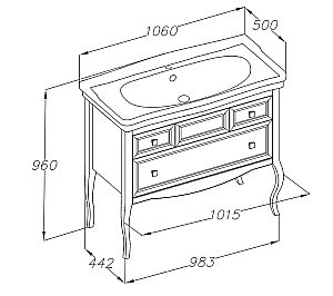 Тумба с раковиной Опадирис Валери 00-00006520 105 сапфир для ванной в интернет-магазине Sanbest