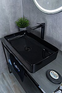 Раковина накладная Gid Geometrico 60 BL9396 53346 черная купить в интернет-магазине Sanbest