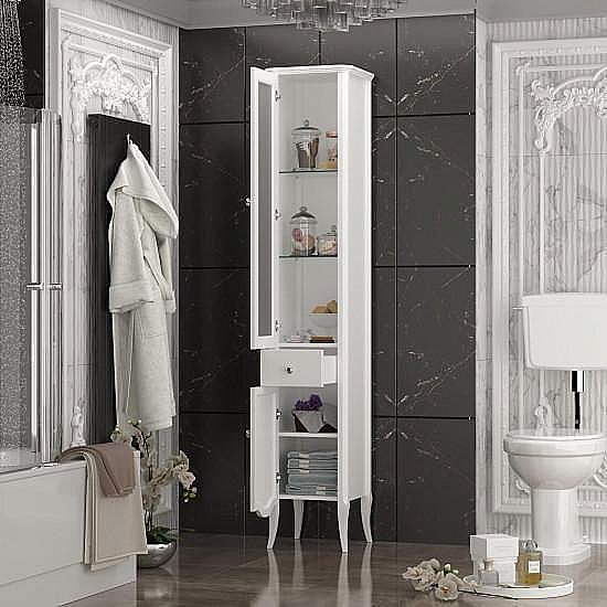 Пенал Опадирис Брунелла 37 белый матовый для ванной в интернет-магазине сантехники Sanbest