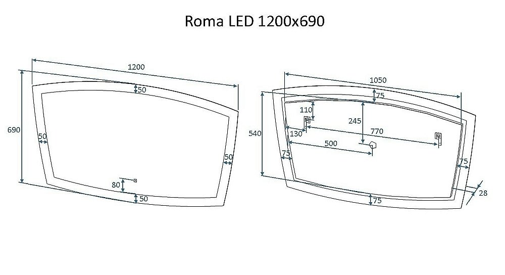 Зеркало Art&Max ROMA AM-Rom-1200-700-DS-F в ванную от интернет-магазине сантехники Sanbest