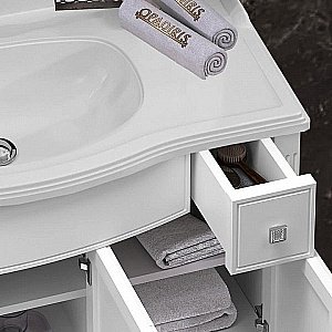 Тумба с раковиной Опадирис Лаура 100 белый/swarovski хром для ванной в интернет-магазине Sanbest