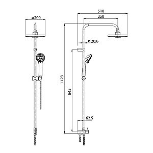 Душевая система Koller Pool Round RNSD200 хром купить в интернет-магазине сантехники Sanbest