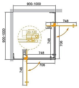 Душевой уголок Cezares Slider 90х90 SLIDER-A-2-90/100-BR-NERO стекло бронза тонированное/профиль черный матовый купить в интернет-магазине Sanbest