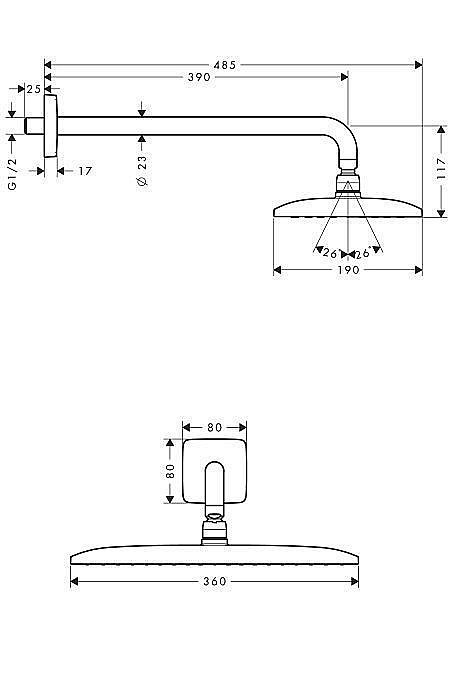 Верхний душ Hansgrohe Raindance 27376000 купить в интернет-магазине сантехники Sanbest