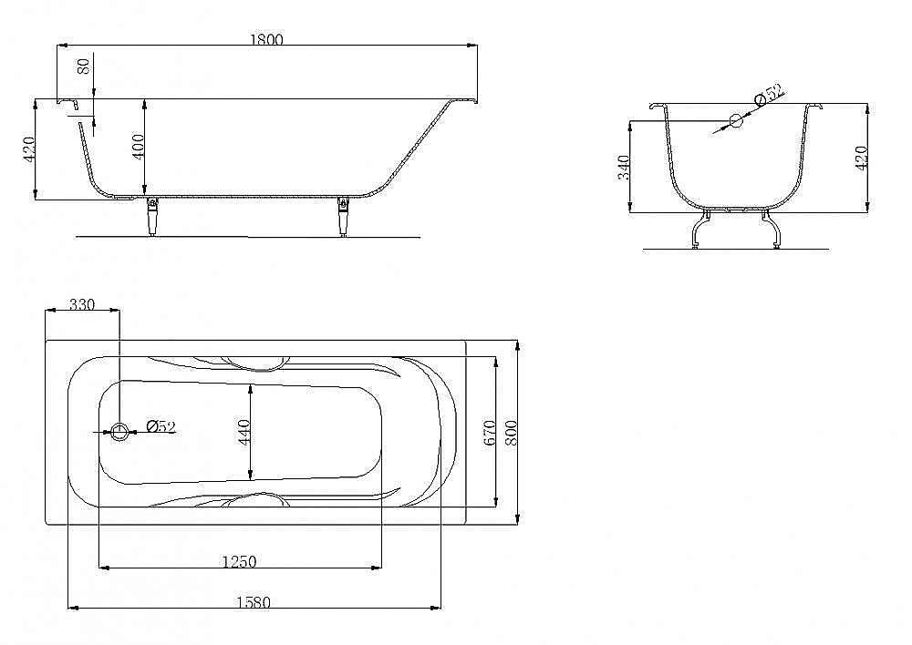 Ванна чугунная OWL 1975 Strand OWLIB191111 180x80 белая купить в интернет-магазине Sanbest