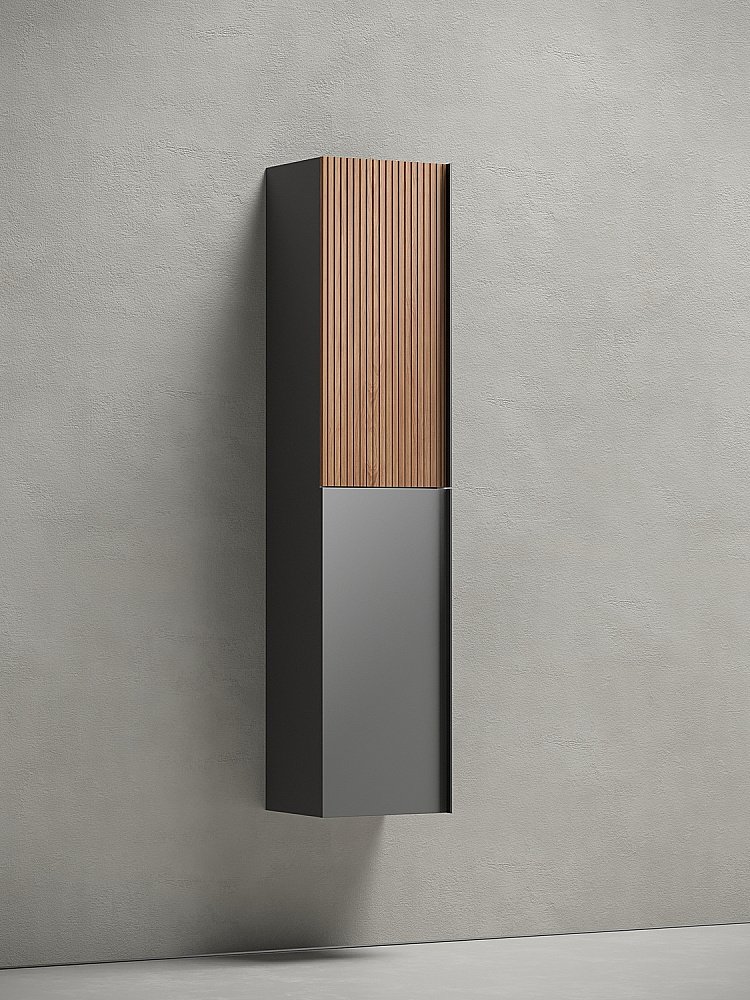 Пенал подвесной Sancos DELTA PDL35GR дуб красный/графит для ванной в интернет-магазине сантехники Sanbest