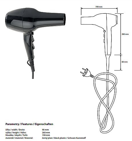 Фен Bemeta Hotel 945533168 черный купить в интернет-магазине сантехники Sanbest