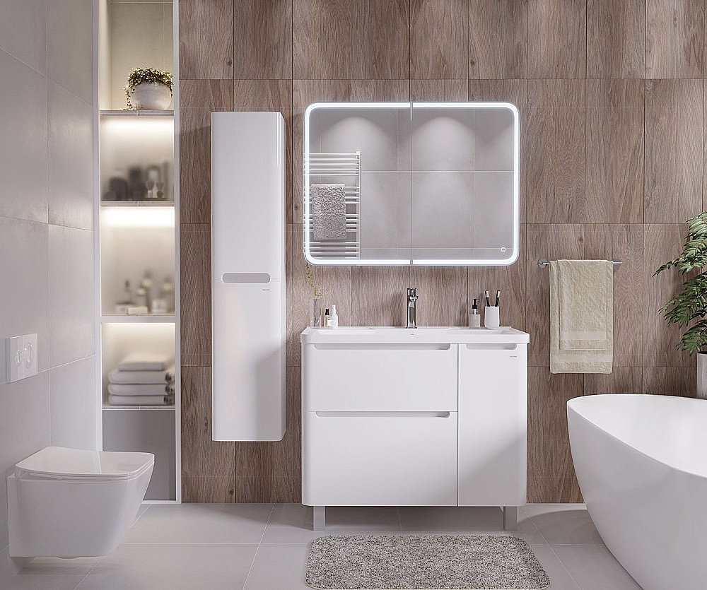 Зеркальный шкаф Grossman Адель 2010004 100 белый купить в интернет-магазине сантехники Sanbest