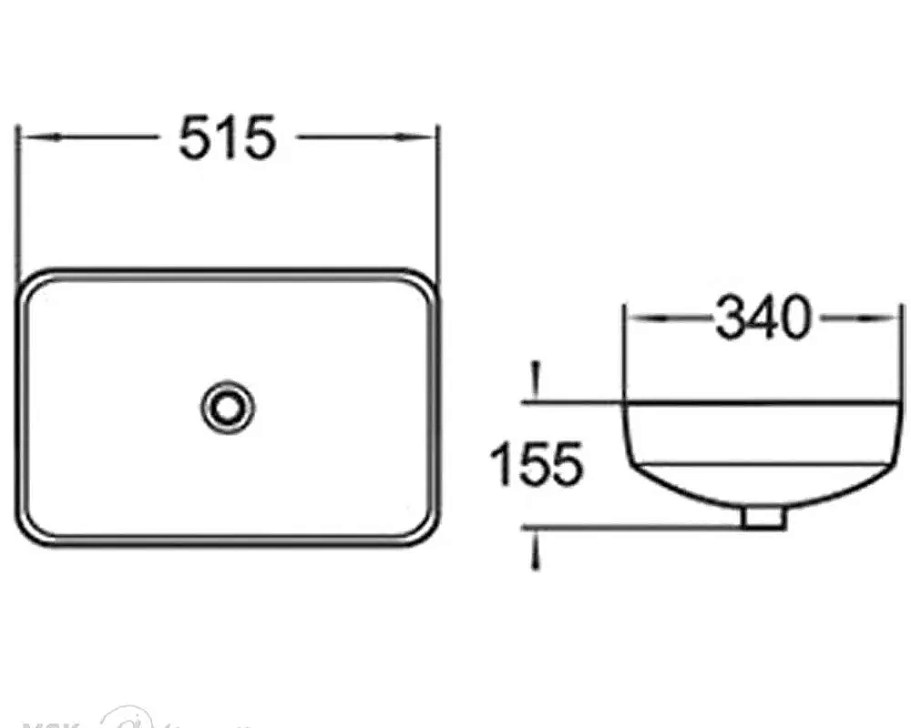 Раковина накладная CeramaLux N 51,5 E408D белая купить в интернет-магазине Sanbest