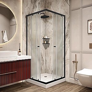 Душевой уголок Parly ZFQ81B 80x80 стекло матовое/профиль черный купить в интернет-магазине Sanbest