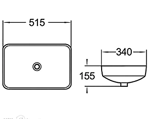 Раковина накладная CeramaLux N 51,5 E408D белая купить в интернет-магазине Sanbest