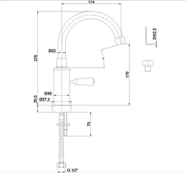 Смеситель для раковины Burlington T64 хром купить в интернет-магазине сантехники Sanbest