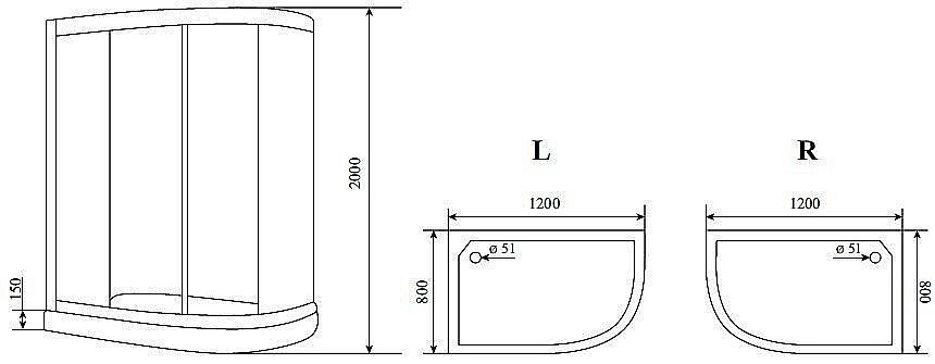 Душевой уголок TIMO BY-549 120x80 купить в интернет-магазине Sanbest