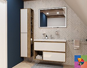 Тумба с раковиной Эстет Monaco Wood 100 подвесная 2 ящика/любой цвет тумбы и раковины с блестками под заказ для ванной в интернет-магазине Sanbest