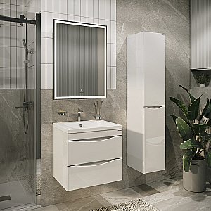 Тумба с раковиной подвесная Grossman Виста 75 с 2-я ящ, белый глянец для ванной в интернет-магазине Sanbest