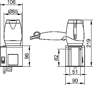 Фен с держателем KEUCO PLAN 14995010037 хром/тёмно-серый купить в интернет-магазине сантехники Sanbest