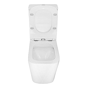 Унитаз напольный Azario Quadro AZ-2175-1 белый, безободковый, с бачком, с крышкой микролифт купить в интернет-магазине Sanbest