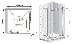 Душевой уголок Cezares Anima 90х90 ANIMA-A-2-90-P-Cr стекло матовое рифленое/профиль хром купить в интернет-магазине Sanbest