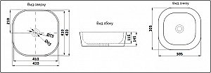 Раковина накладная Ceramalux NC 42 D1301H004 черная купить в интернет-магазине Sanbest